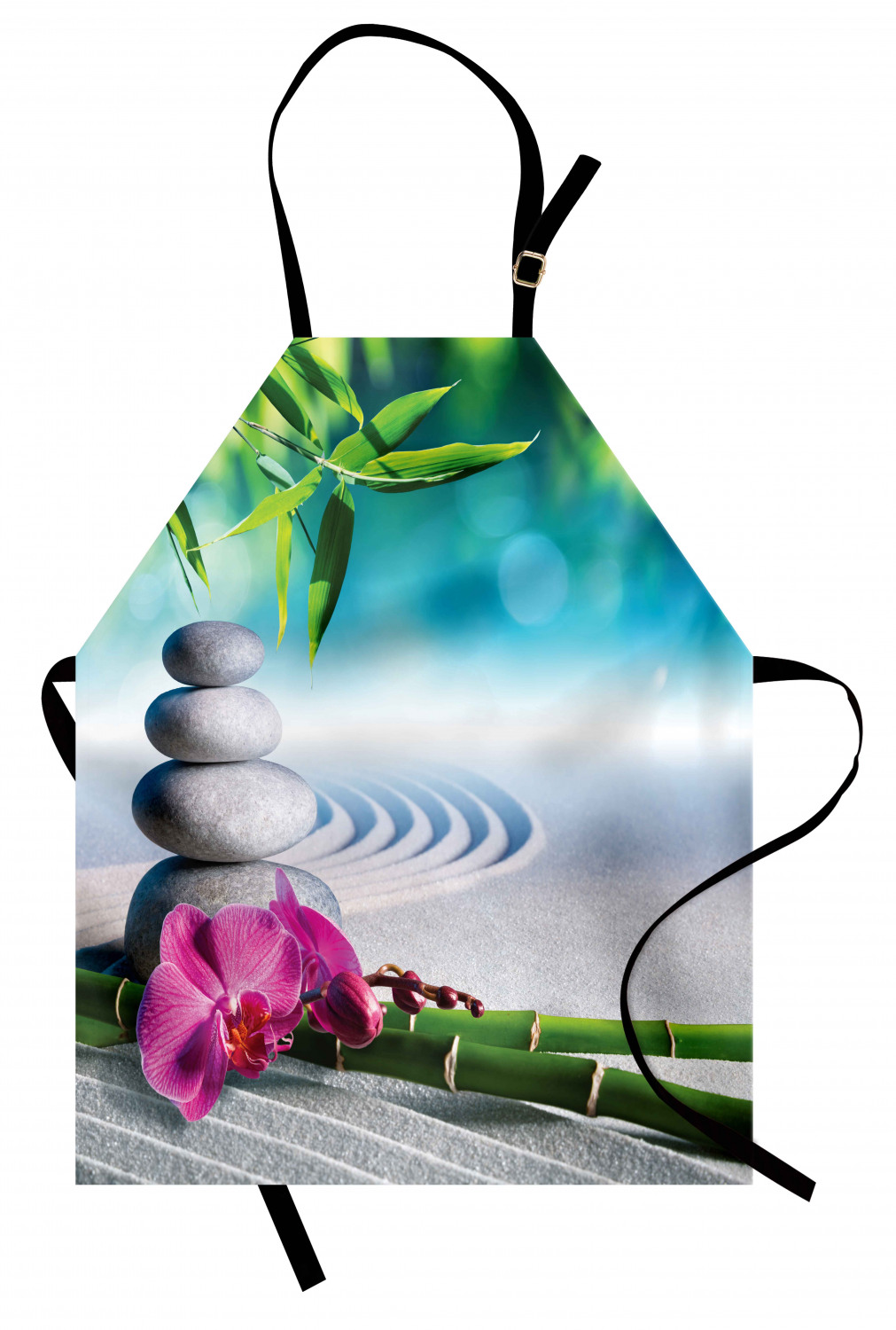 Spa Apron Sand Orchid and Massage Stones in Zen Garden Sunny Day