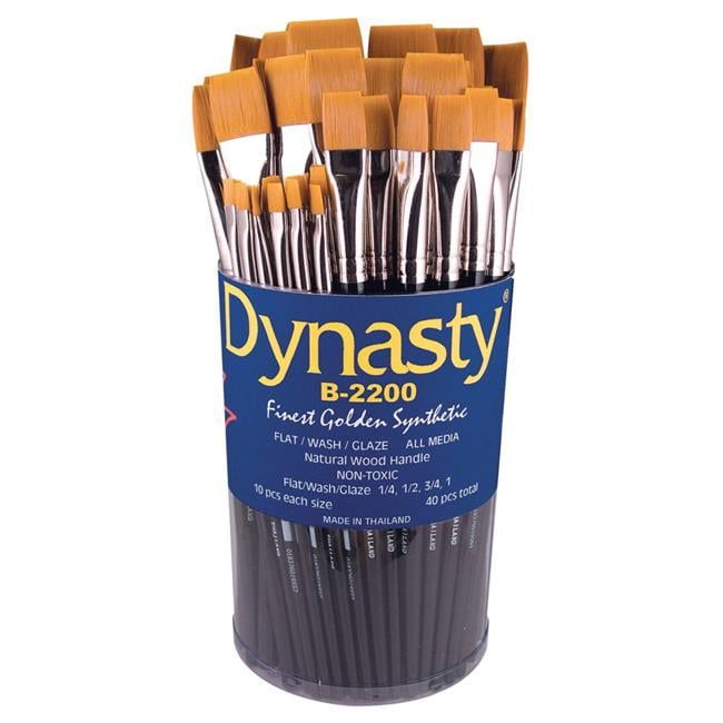 Dynasty B-2200 Golden Synthetic Short Handle Brushes - Assorted Flat ...