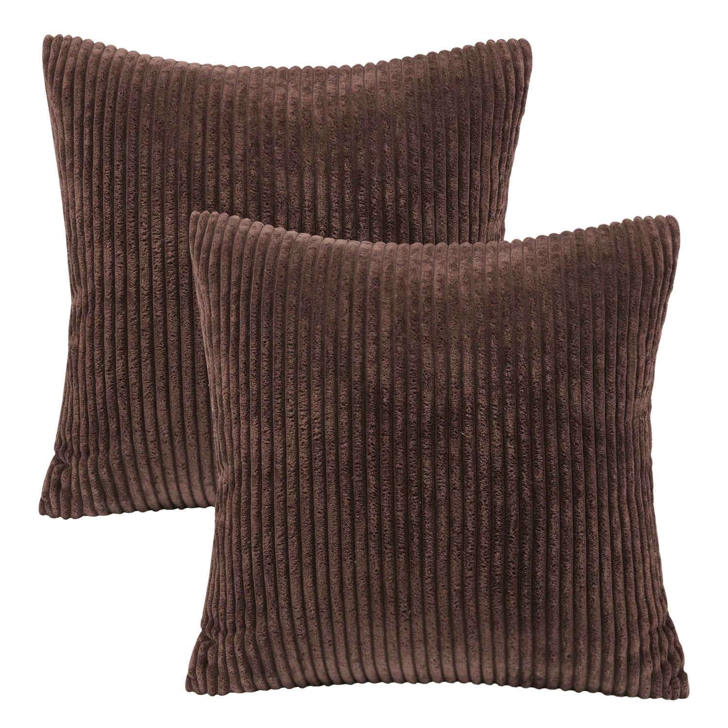 Phantoscope 18" x 18" Modern and Contemporary and Transitional Brown Striped Polyester Throw Pillow, (2 Count)
