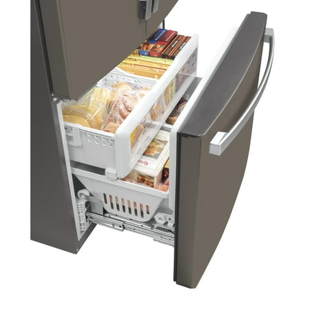 GE - 23.1 Cu. Ft. French Door Counter-Depth Refrigerator - Stainless steel