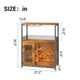 thumbnail image 2 of 3-Tier Wine Bar Cabinet with LED Detachable Wine Rack and Storage Space, Buffet Cabinet with Glass Holder and Mesh Door, for Kitchen, Living Room and Bar, 2 of 6