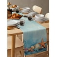 thumbnail image 6 of ERUNPONLY Coastal Starfish Table Runner - 60 Inch Long Retro Blue Ocean Shell Watercolor Cotton and Linen Blended Dress Scarves Farmhouse Table Runner for Kitchen Dining, Coffee Table, 13" x 60", 6 of 8