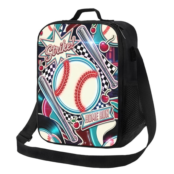 Baseball Lunch Box Insulated Thermal Lunch Bag Leakproof Large Capacity Reusable Meal Prep Tote With Shoulder Strap For Picnic Beach Travel