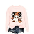 thumbnail image 2 of Inverlee Halloween Sweatshirts for Women Cute Pumpkin Ghost Graphic T-shirt Soft Round Neck Sweatshirt Short Sleeve Dressy Casual Pullover Tops Halloween Gifts, 2 of 5