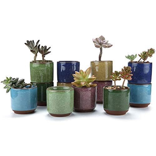 Ice-Crack Glaze Flower Ceramics Succulent Plant Pot Office Home Flowerpot Decor 