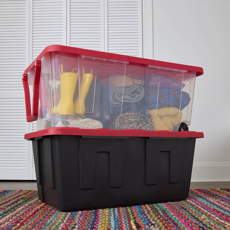 Free Shipping! Hyper Tough 40 Gallon Clear Plastic Wheeled Storage