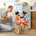 thumbnail image 5 of Yayeee Freestanding Laundry Hamper with Handle Collapsible Large Storage Basket for Clothes, Purple Abstract Floral, 5 of 7