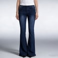 thumbnail image 2 of Women's High Waist Flare Jeans, Slim Fit Bootcut Denim Pants, Retro Washed Jeans for Women, Y2K Inspired Casual Jeans, Everyday Wear and 70s Style Outfits-Dark Blue, 2 of 9