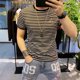 thumbnail image 3 of Ropa Algodón Vintage Camisetas para hombre Top gótico Verano Camiseta para hombre Rayas Ropa de calle Bordado Suave Grunge Jaspeado Básico S, 3 of 4
