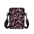 thumbnail image 2 of FUIALDOLG Pink Ribbon Crossbody Bag with Butterfly Floral Pattern, Polyester Zipper Shoulder Bag for Women Girls Outdoor Daily Use, 2 of 7