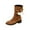 Brown, variant on Luxalzxs British Style Suede Round Toe Thick Heel Pile Boots Western Cowboy Boots Plush Knight Slim Boots with Pompom
