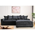 thumbnail image 2 of Uspridefurniture Corduroy L Shaped Sectional Sofa, Black, 2 of 4
