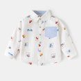 thumbnail image 6 of felwors Toddlers Baby Boys Lapel Long Sleeves Cotton Button Down Lapel Shirts Girls T-Shirts Kids Tops Graphic Car Print Tee (White,5-6 Years), 6 of 7