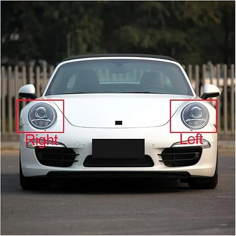 Front Headlamp Cover Headlights Lens Shell Transparent Mask Lampshade Grey Edge Glass Lamp Shade Compatible For Porsche 911 991 2012-2018(Right)