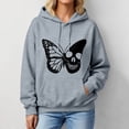 thumbnail image 2 of RUTAYY Women's Hoodies Butterfly Print Casual Loose Fit Long Sleeve with Drawstring Pockets Pullover Streetwear Autumn Outerwear Hooded Sweatshirt Grey, 2 of 4