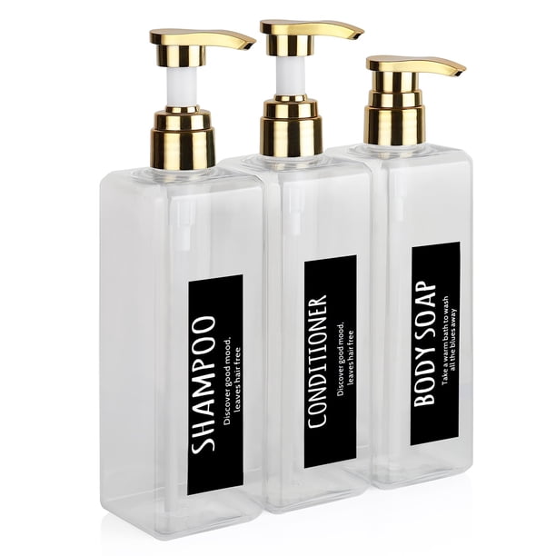 Set dispensador de champú y acondicionador DEROANBOTT Black 500 ml