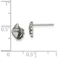 thumbnail image 4 of Sterling Silver Polished And Antiqued Sea Shell Post Earrings (9 X 7) Made In India qe11804, 4 of 5