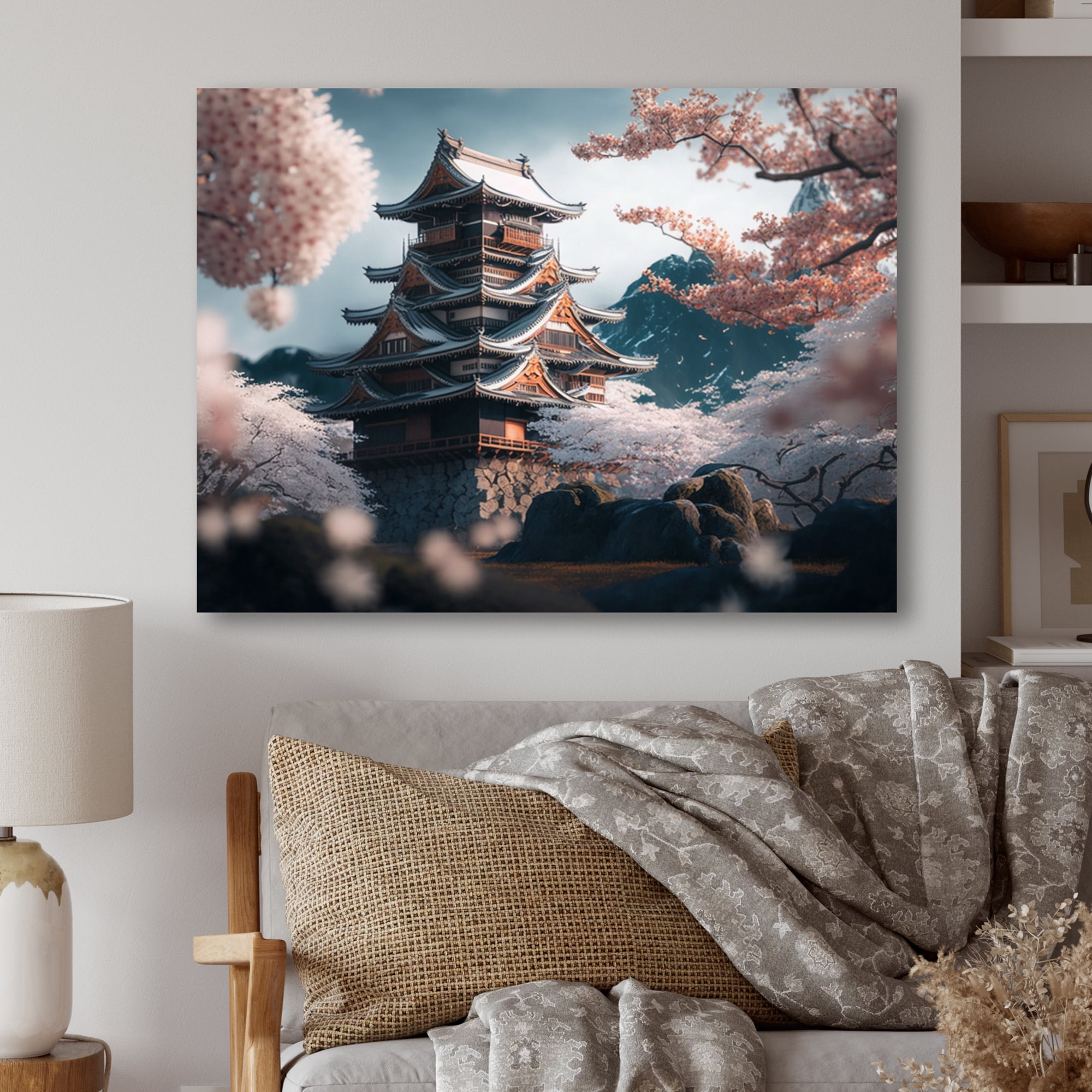 Designart Cherry Blossums In The City IV Canvas Wall Art