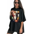 thumbnail image 3 of Plus Size Shirt for Women Black Tops for Women Short Sleeves Shirt for Women Cats T Shirt Crewneck Shirt for Women XL, 3 of 5