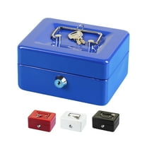 Cheers.US Portable Metal Cash Box with Key Lock, Money Saving Organizer, 4.72"W x 5.91"L x 3.15"H
