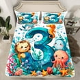 thumbnail image 2 of Castle Fairy Personalized Number 4-Piece Full Size Sheets,Lion Seahorse Octopus Bed Sheets,Ocean Animal Lightweight Sheet Sets,Lightweight Marine Room Decor, 2 of 7