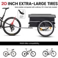 thumbnail image 3 of Foldable Bicycle Cargo Trailer with 20" Wheels, Removable Cover & Quick Release Folding Frame, Bike Wagon for Luggage Tools Groceries, Black & Gray, 3 of 7