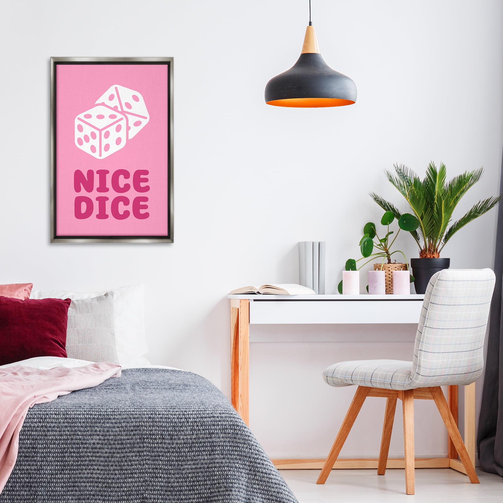 Stupell Industries Nice Dice Phrase Entertainment Painting Gray Floater Framed Canvas Art Print Wall Art, 21 x 31