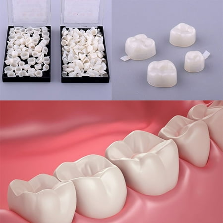Dental Crown 50Pcs/Box 2 Types Dental Back Teeth Temporary Realistic Oral Care Resin Crown Molar Teeth Molar Teeth by (Best Type Of Teeth Veneers)
