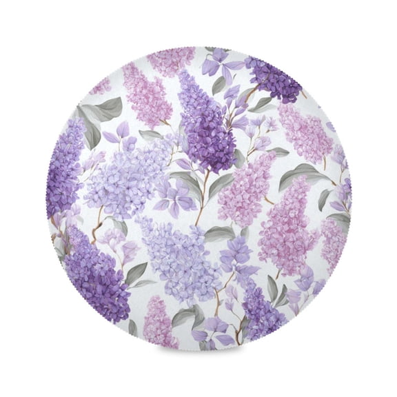 WOBOGO Lavender Round Placemats Set of 1 Heat Resistant Washable Kitchen Table Decorations 15.4in