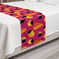 thumbnail image 2 of Abstract Bed Runner, Rhythmic 80's Style Geometric Summer Tone Motifs on a Striped Background, Decorative Accent Bedding Scarf for Hotels Homes and Guestrooms, King, Orange and Fuchsia, by Ambesonne, 2 of 2