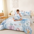thumbnail image 3 of Erosebridal Watercolor Ocean Coral 7-Piece Twin Bedding Sets,Wild Jellyfish Starfish Bedding Comforter Set For Girls Kids,Reversible, 3 of 7