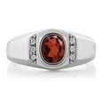 thumbnail image 3 of Gem Stone King 1.56 Cttw Red Garnet and White Created Sapphire Ring for Men in 925 Sterling Silver | Oval 8X6MM | Gemstone Birthstone | Available in Size 7, 8, 9, 10, 11, 12, 13, 3 of 6