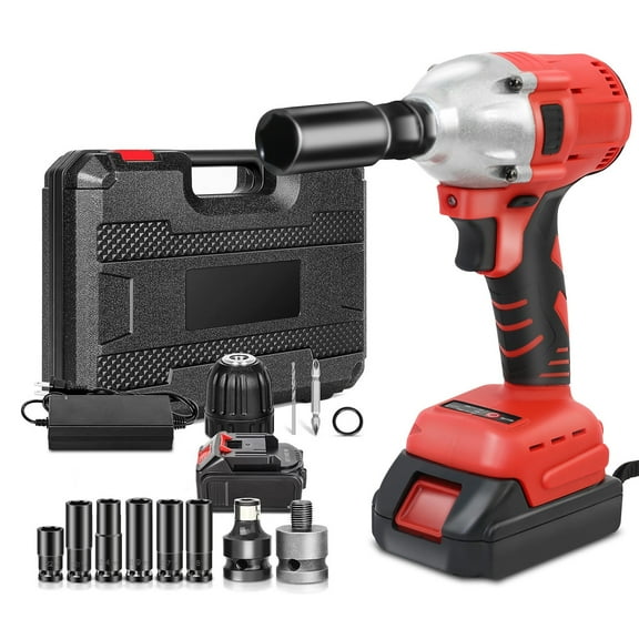 Baokaler Cordless Impact Wrench, Max Torque 740 Ft-lbs Impact Gun 1/2 inch, High Efficiency Brushless Motor with Fast Charger and Battery