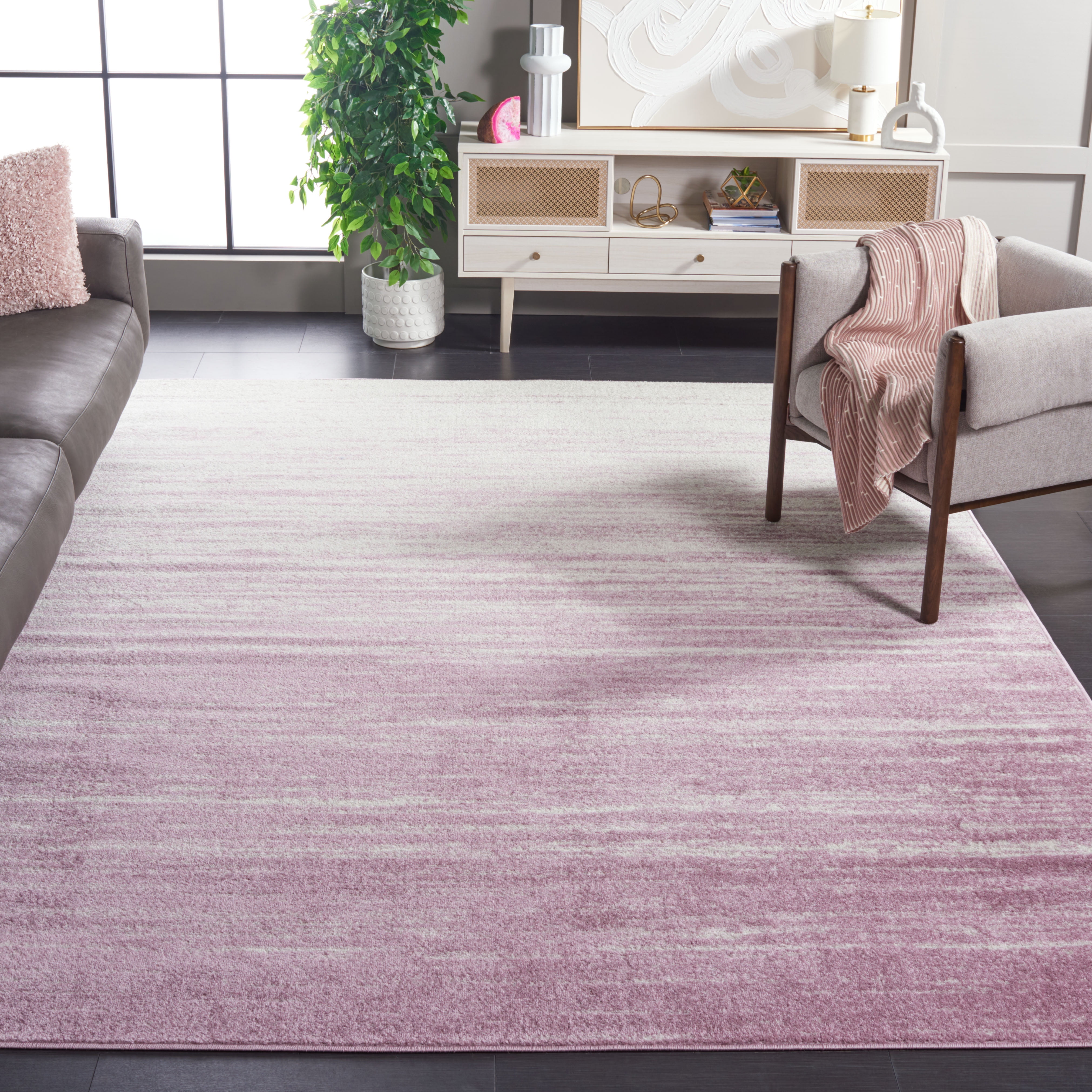 SAFAVIEH Adirondack Esmond Striped Area Rug, Cream/Purple, 9' x 12' - Large - Modern Design, Cream & Purple, Ideal for Living Room, Bedroom, Dining Space