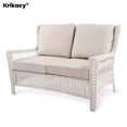 thumbnail image 1 of krikacy Outdoor 2 Seater Sofa All Weather Hand Woven Rattan Patio Chair, Beige, 1 of 7