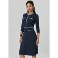 thumbnail image 2 of DARING DIVA A-Line Contrast Color Tweed Trim Dress 2XL Navy Blue, 2 of 6