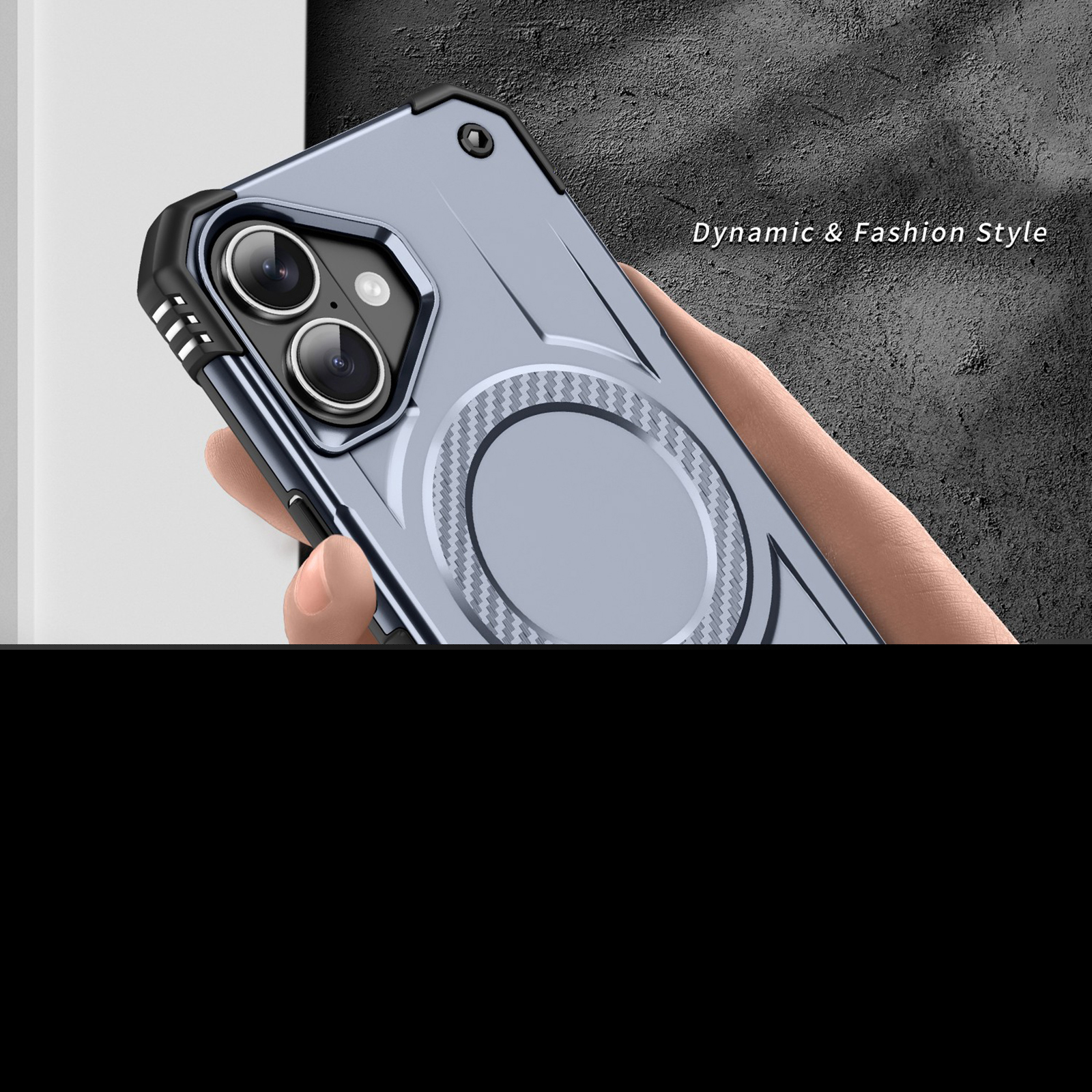 thumbnail image 6 of for iPhone 16 Strong Magnetic Case, Compatible with Wireless Charging, [Shockproof Military Grade Drop Protection] Rugged Hard Phone Cover Case for iPhone 16, Gray, 6 of 7