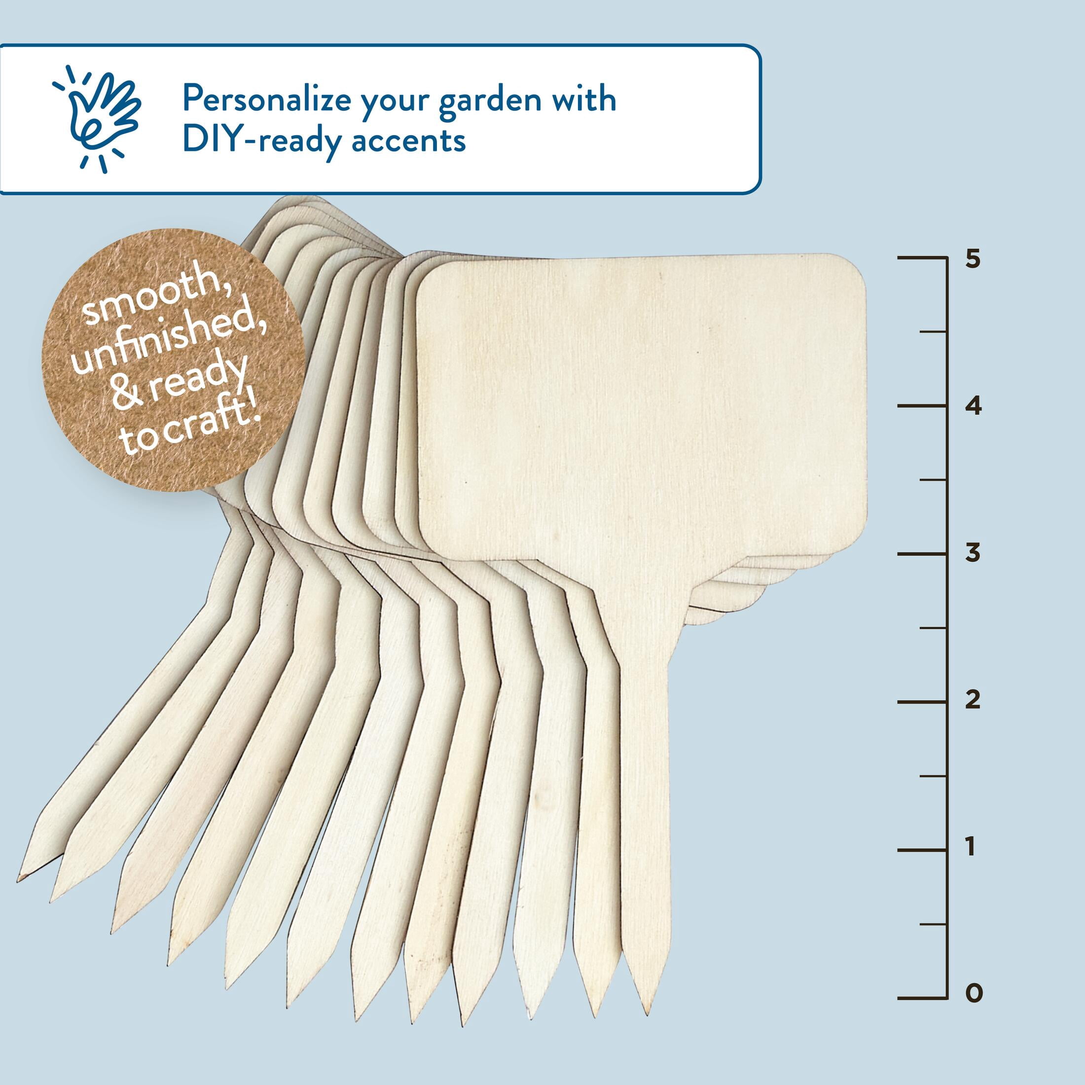 Hello Hobby Wood Plant Poke Set, Set of 12, 5" x 3" x .125"