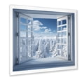 thumbnail image 2 of Designart "Winter Forest View from Window II" Landscapes Framed Wall Art Decor - Traditional Blue Winter Landscape Hallway Framed Wall Art Decor, 2 of 6