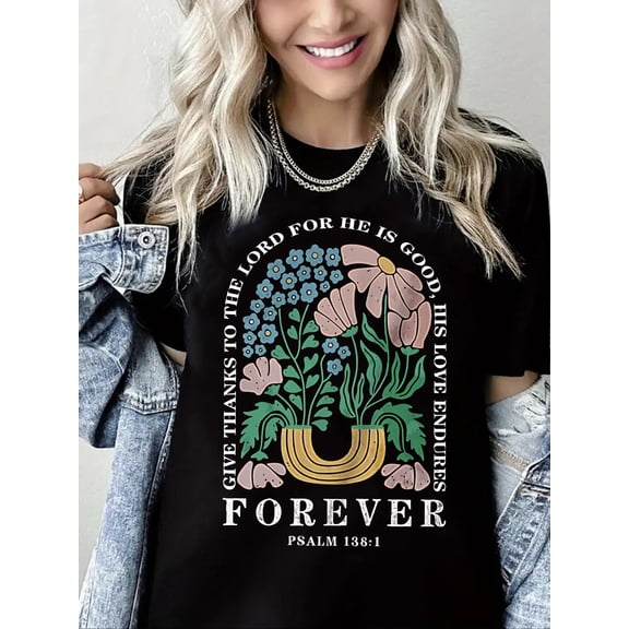 Forever Print Christian Shirts for Women Black One-Piece