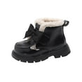 thumbnail image 2 of Eltusu Girls Ankle Boots, Bow No Slip Warm Slip on Winter Booties Shoes Black Size 2(Big Kids), 2 of 6