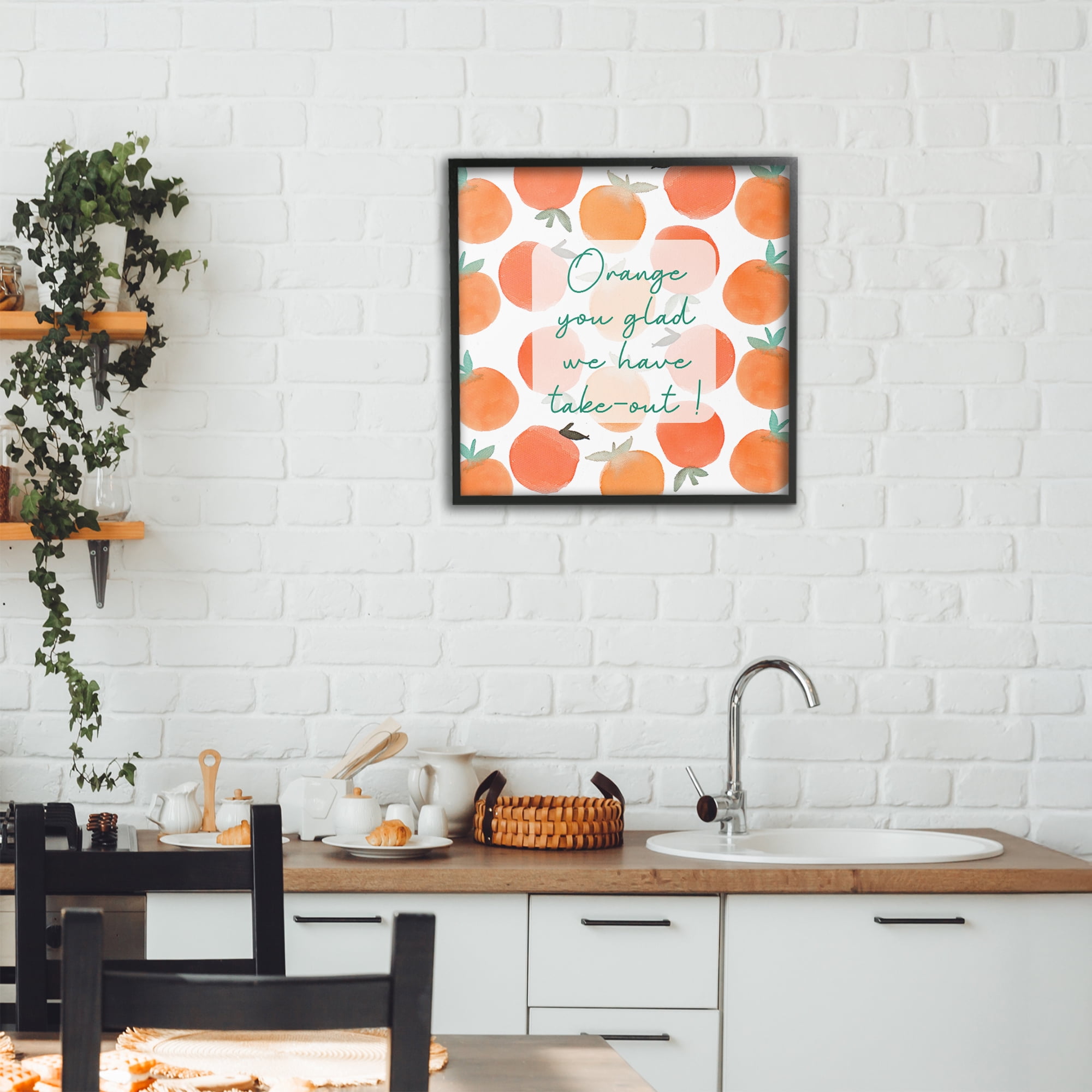 Stupell Industries Orange You Glad Black Framed Giclee Art, design by Emily Navas