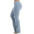 thumbnail image 5 of Moda Xpress Women’s Junior Casual Butt Lifting Mid Rise Light Wash Bootcut Jeans 10887F, 5 of 6