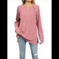 thumbnail image 2 of Camisas de Larga para Mujer, Túnicas Ligeras con Botones Decorativos y Abertura Lateral. Rosa XXL, 2 of 10