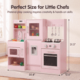 thumbnail image 3 of TLSUNNY Wooden Play Kitchen for Kids, Realistic Water Dispenser & Hood w/Lights & Sounds, Sink, Stove, Oven, Microwave, 3 of 12