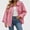 Pink, variant on Zefriona Womens Fringe Denim Jacket Long Sleeve Button Front Jean Coat Top Pink Size L