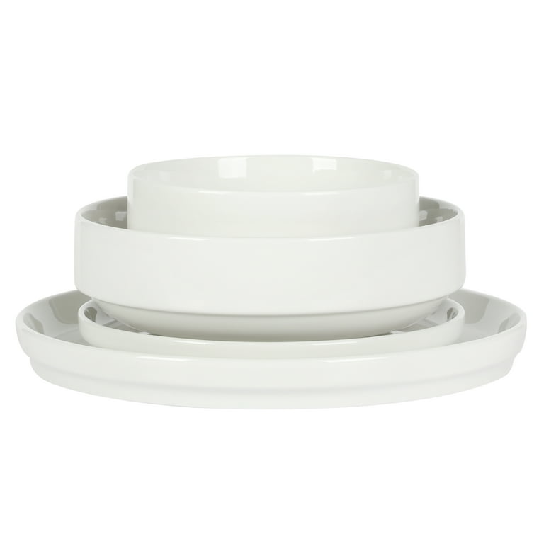 Gibson Home Rothernberg - Servizio Da Tavola In Porcellana 40 Pezzi, Bianco Impilabile, Piatti E Ciotole Per 8 Persone - 5
