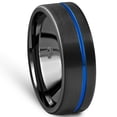 thumbnail image 2 of Pompeii Men's Black & Blue Inlay Tungsten Ring Brushed Ring 8mm Wedding Band (,), 2 of 3