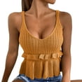 thumbnail image 2 of KBZDBZC Tank Top Women's Casual Knit Top Sleeveless Ruffle V Neck Peplum Crop Tank Top Women's Summer Tops Women Tops Womens Tops(Yellow,XXL), 2 of 6