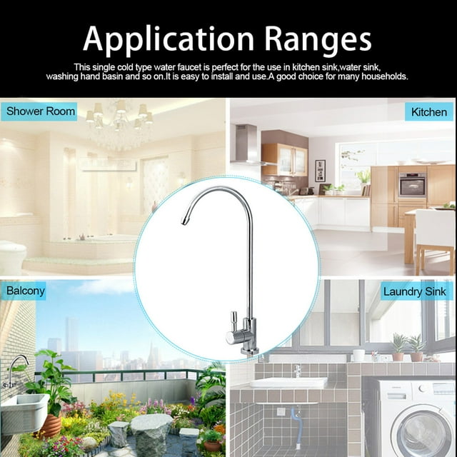 Linel Faucet tap- 1/4'' Stainless Steel Kitchen Sink Faucet Tap Chrome Reverse Osmosis RO Drinking Water Filter